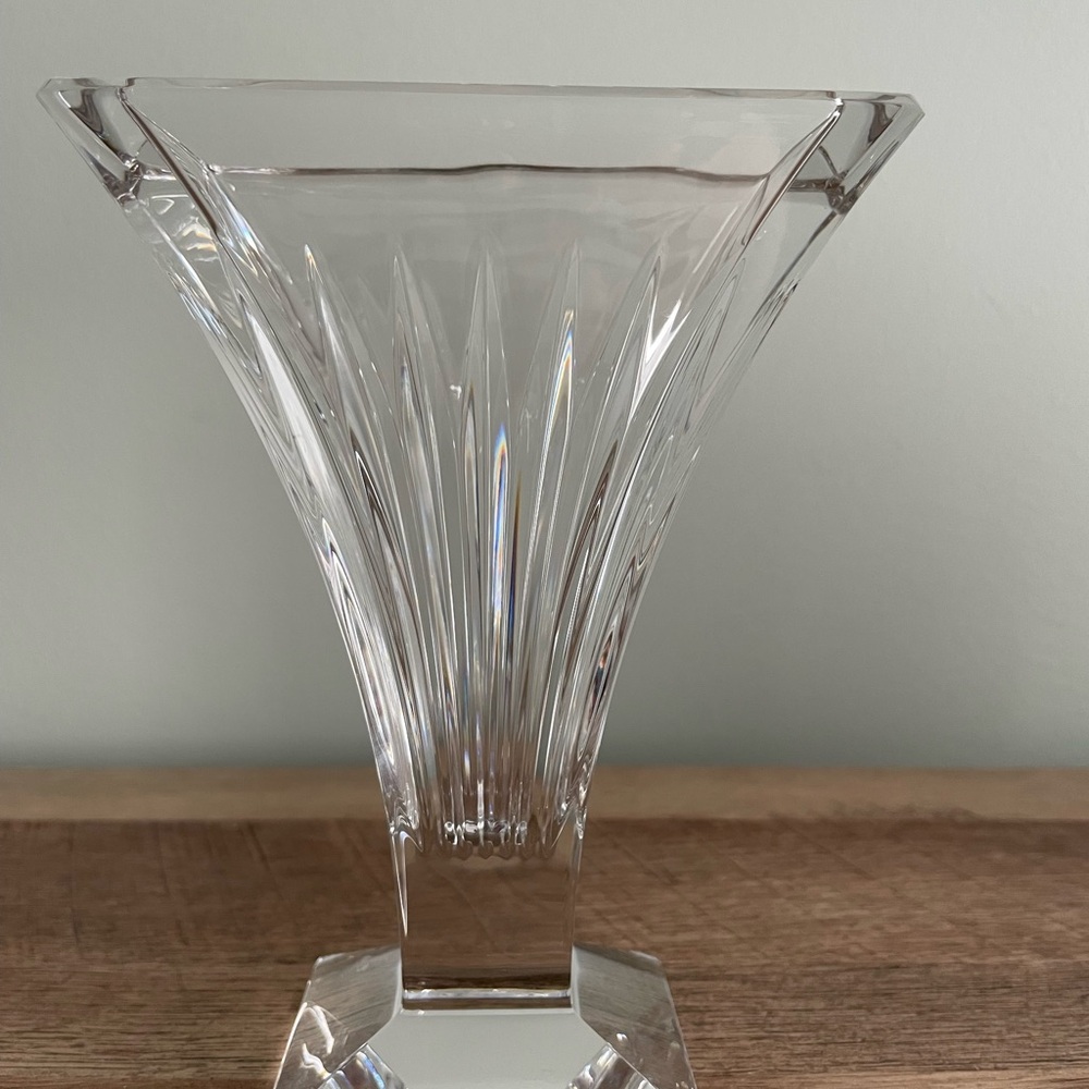 Vintage Waterford Crystal Clarion footed vase, 6” tall. EUC.